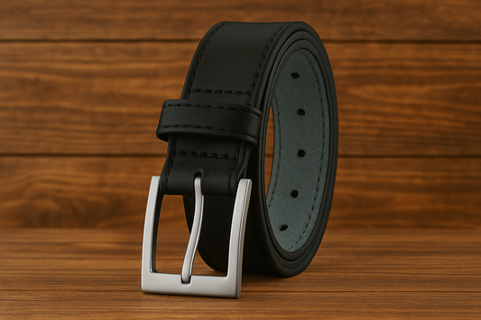 Black Leather Belt – Silver Buckle